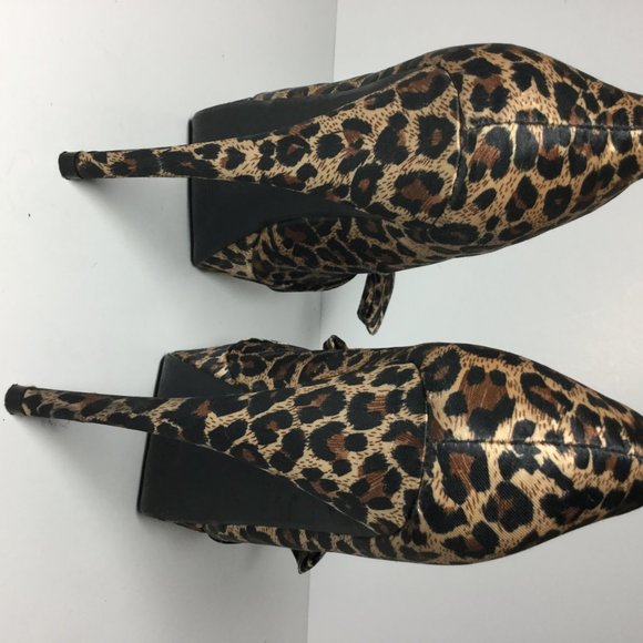 QUPID  Leopard Print Silk Material Open Toe - Picture 4 of 5